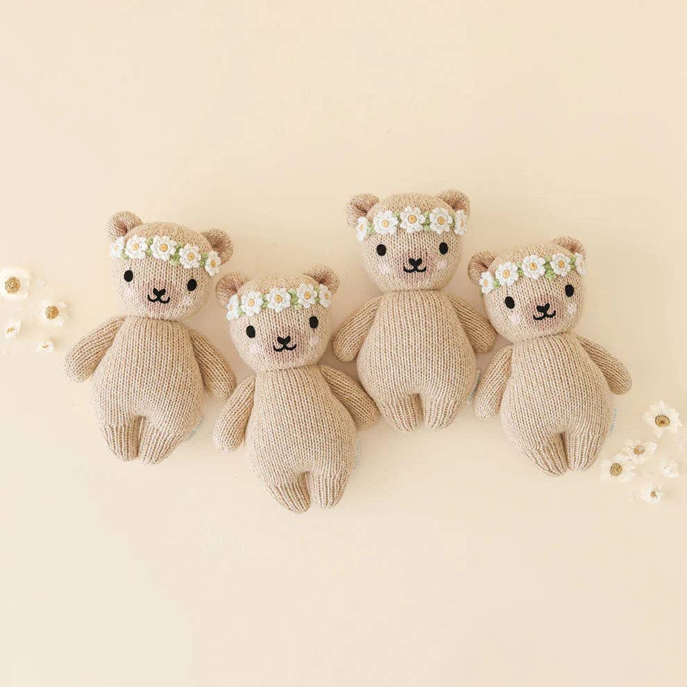 Cuddle+kind - Baby Animal Collection - Honey Bear - Floral Crown - Ivory