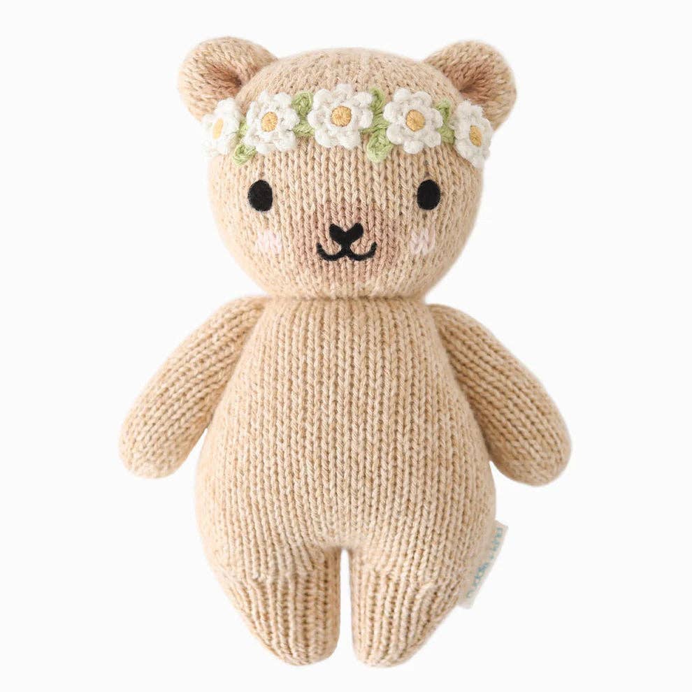 Cuddle+kind - Baby Animal Collection - Honey Bear - Floral Crown - Ivory