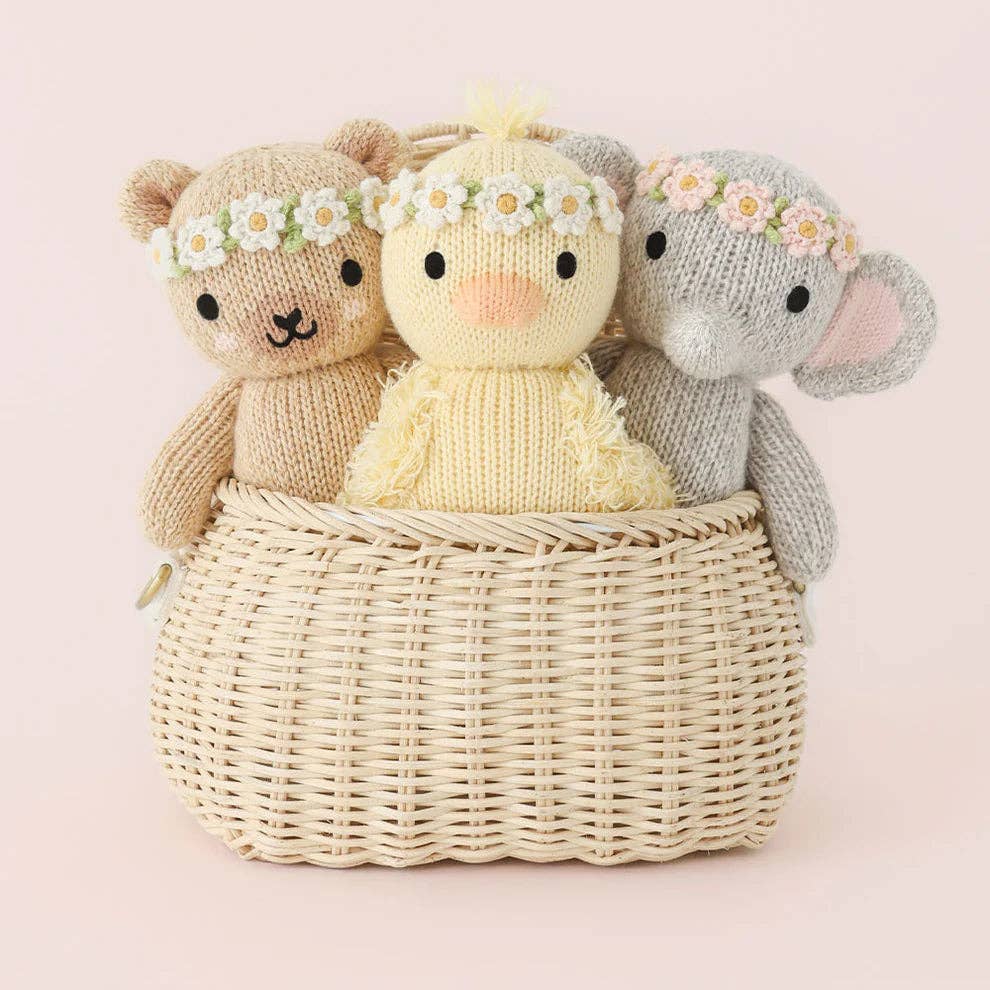 Cuddle+kind - Baby Animal Collection - Honey Bear - Floral Crown - Ivory